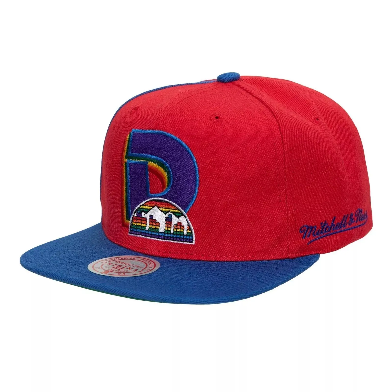 Men's Mitchell & Ness NBA Rear Script Deadstock Snapback Hwc NUGGets - Red-Royal sold by Zulily