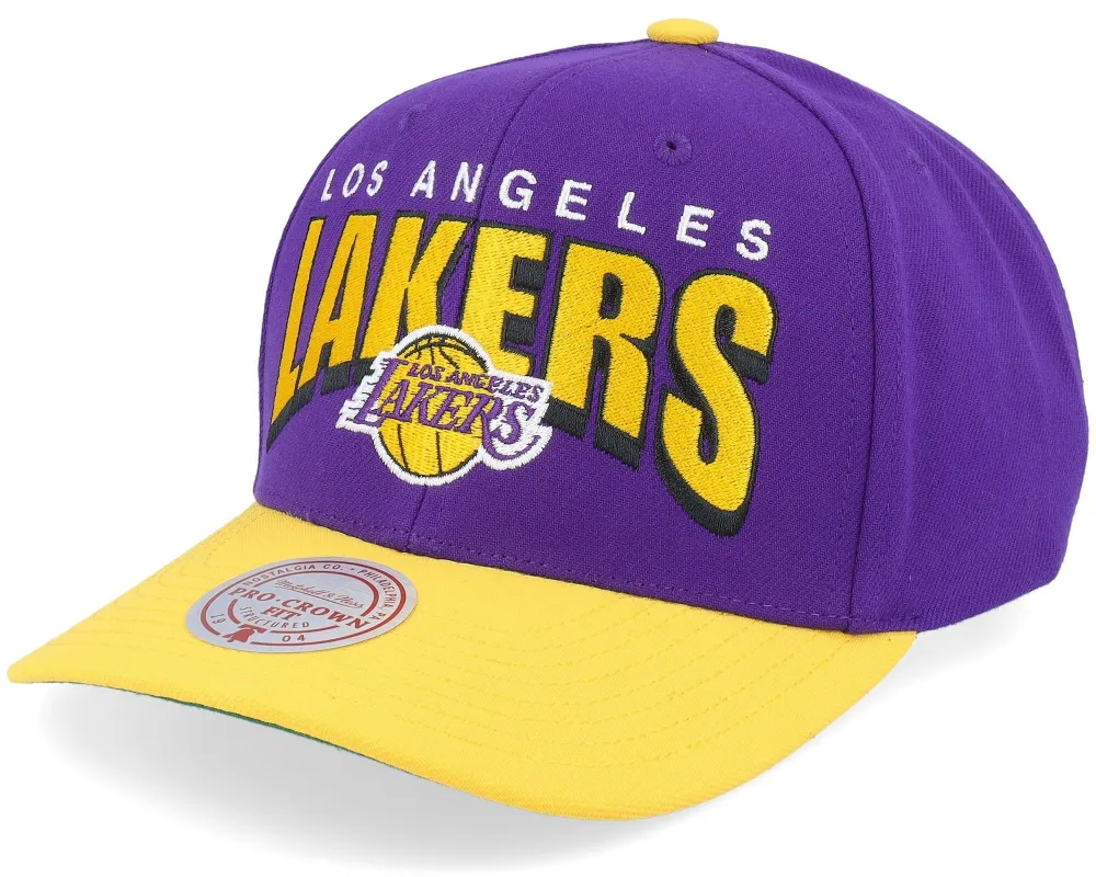 Men's Mitchell & Ness NBA Boom Text Pro Snapback Lakers - Purple sold by Zulily