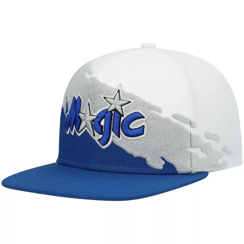 Men's Mitchell & Ness NBA Paintbrush Snapback Hwc Magic - White-Royal made by Mitchell & Ness