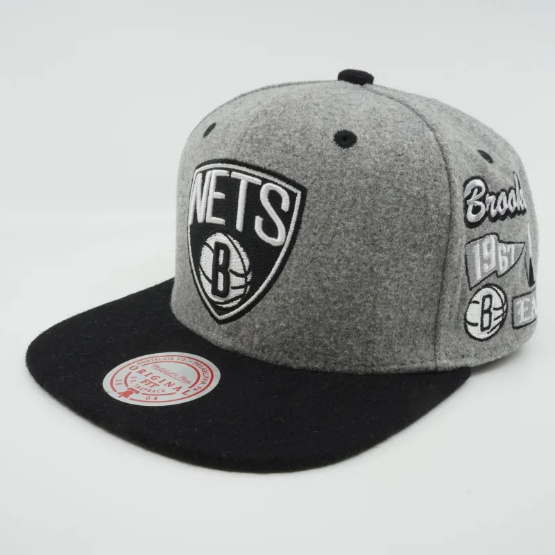Men's Mitchell & Ness NBA Melton Patch Snapback Nets - Grey sold by Zulily