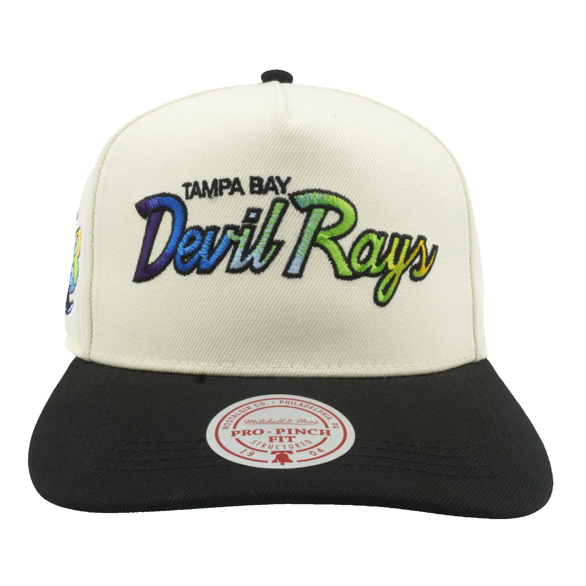 Men's Mitchell & Ness MLB Hat Trick Script Pro Pinch Snapback Coop Rays - Cream sold by Zulily product image thumbnail 2