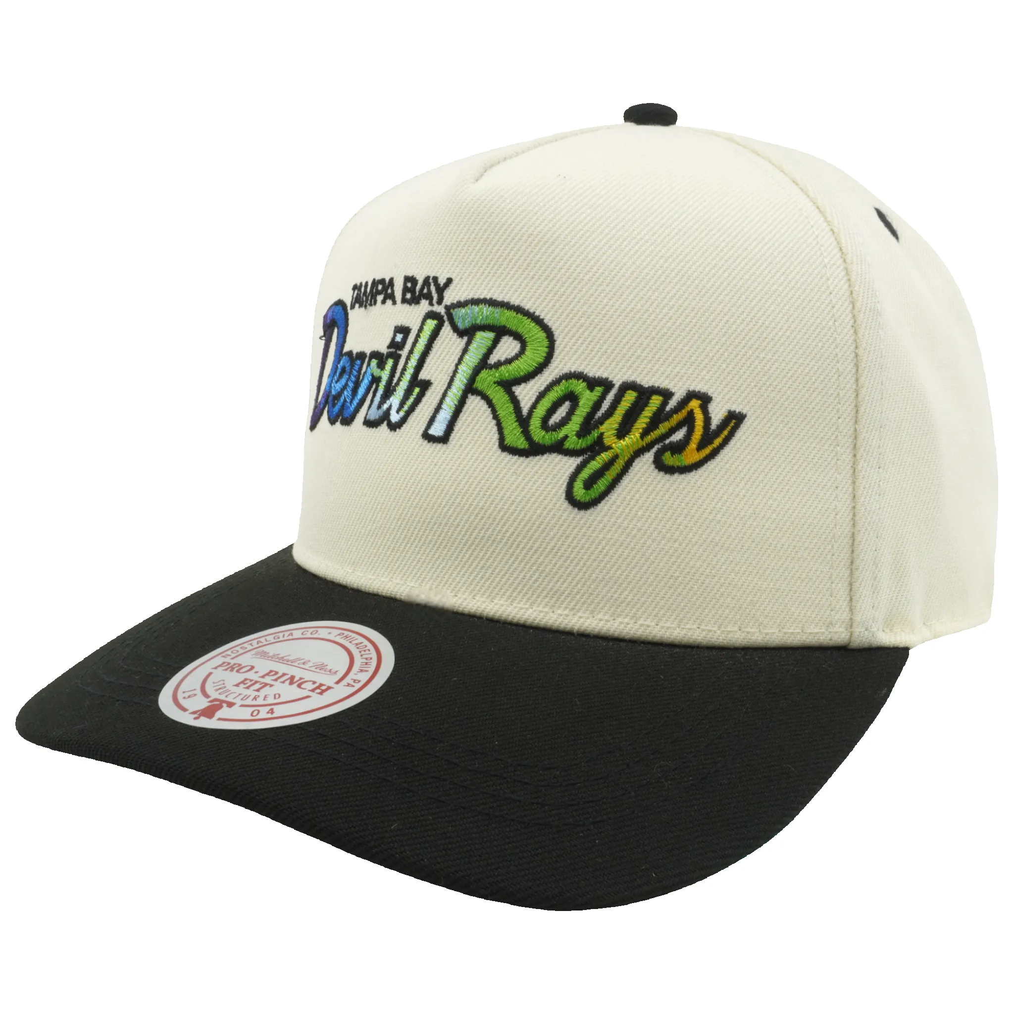 Men's Mitchell & Ness MLB Hat Trick Script Pro Pinch Snapback Coop Rays - Cream sold by Zulily product image thumbnail 3