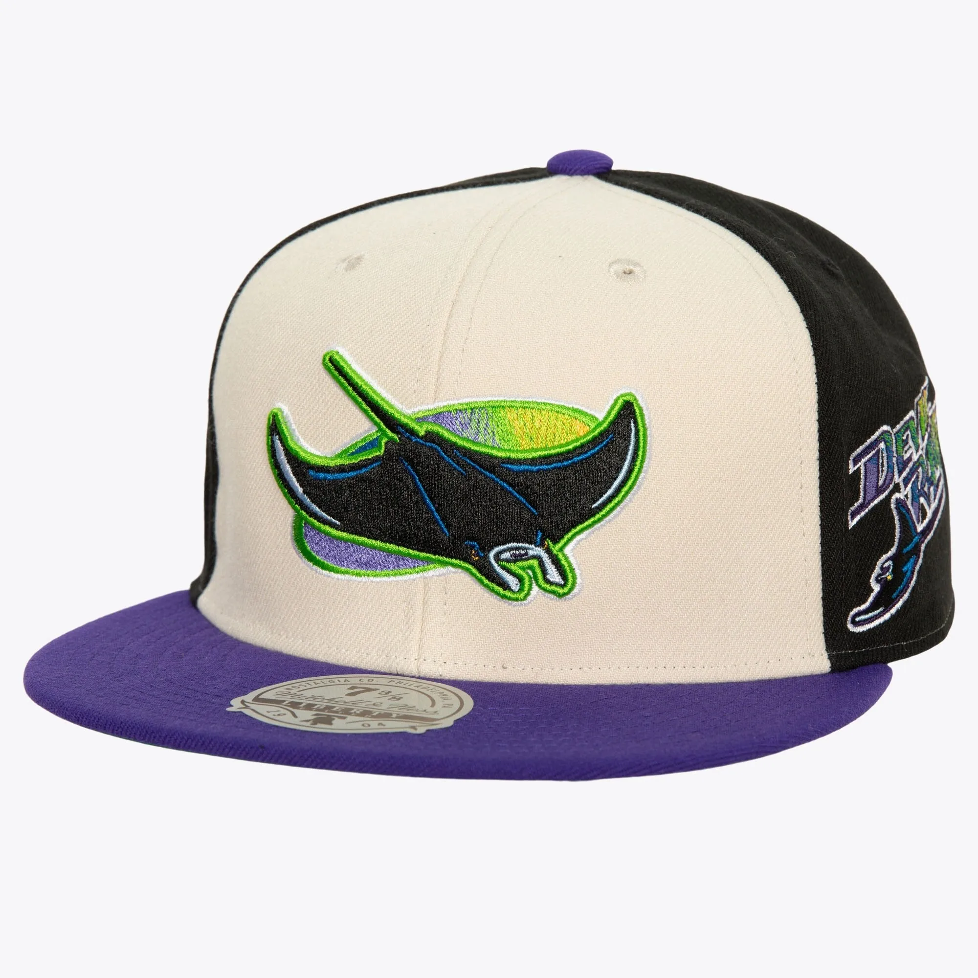 Men's Mitchell & Ness MLB Homefield Fitted Coop Rays - Off White sold by Zulily