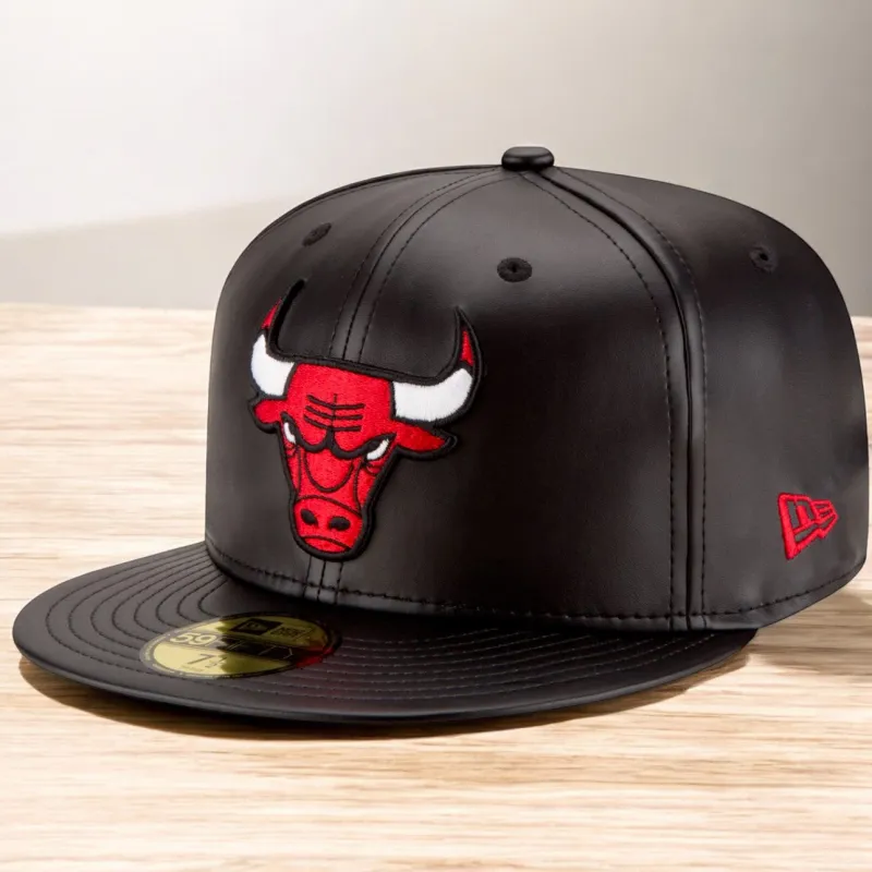 Men's New Era NBA 59Fifty Faux Leather Fitted Cap Chicago Bulls sold by Zulily