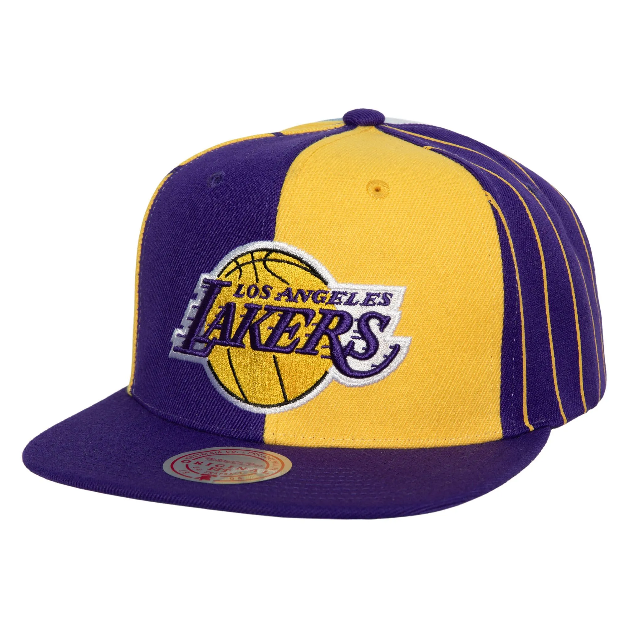 Men's Mitchell & Ness NBA What The Pinstripe Snapback Lakers - Purple sold by Zulily