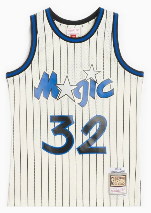 Men's Mitchell & Ness Cream Swingman Jersey Magic 1993 Shaquille O'Neal sold by Zulily