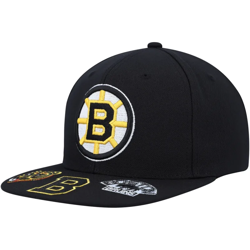 Men's Mitchell & Ness Nhl Vintage Hat Trick Snapback Bruins - Black sold by Zulily