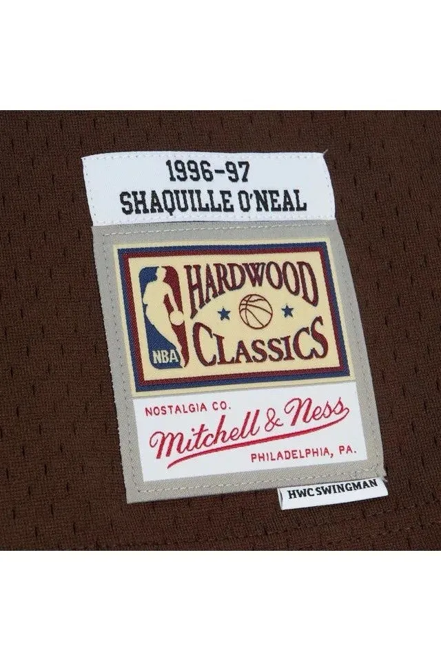 Men's Mitchell & Ness Brown Sugar Bacon Swingman Jersey Lakers 1996 Shaq O'Neal sold by Zulily product image thumbnail 4