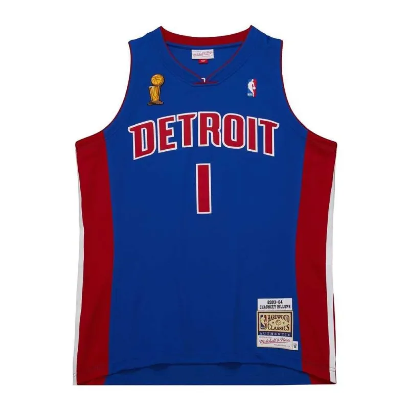 Men's Mitchell & Ness Dark Finals Jersey Pistons 2003 Chauncey Billups sold by Zulily
