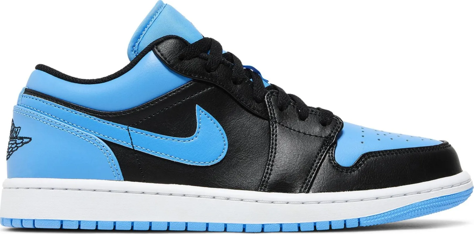 Men's Air Jordan Retro 1 Low 'Black University Blue' sold by Zulily