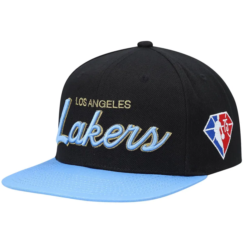 Men's Mitchell & Ness NBA 75Th Gold Snapback Lakers - Black-Blue sold by Zulily