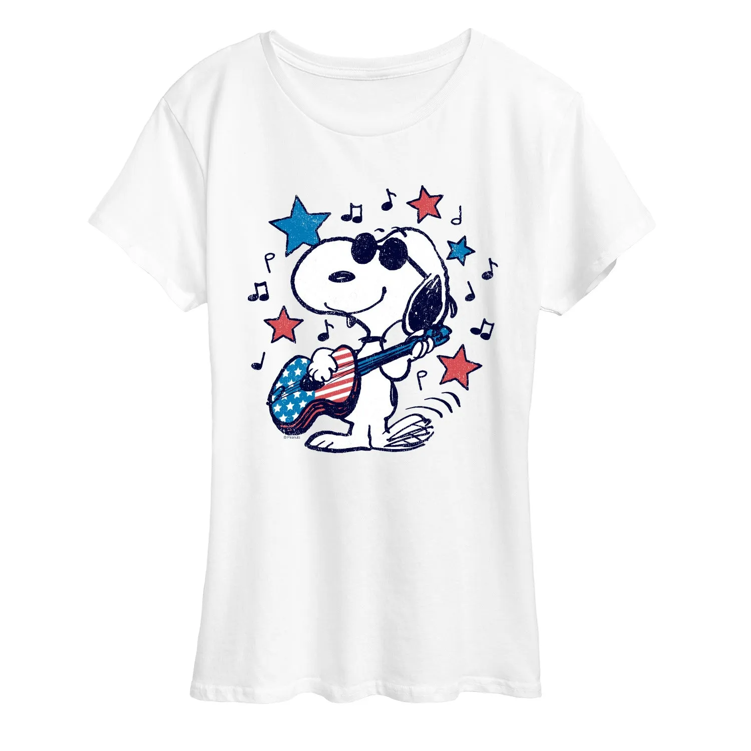 Peanuts - Snoopy Americana Guitar - Women's Short Sleeve Graphic T-Shirt sold by Zulily