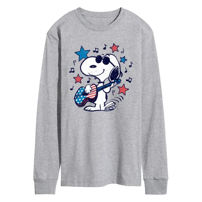 Peanuts - Snoopy Americana Guitar - Men's Long Sleeve Graphic T-Shirt sold by Zulily