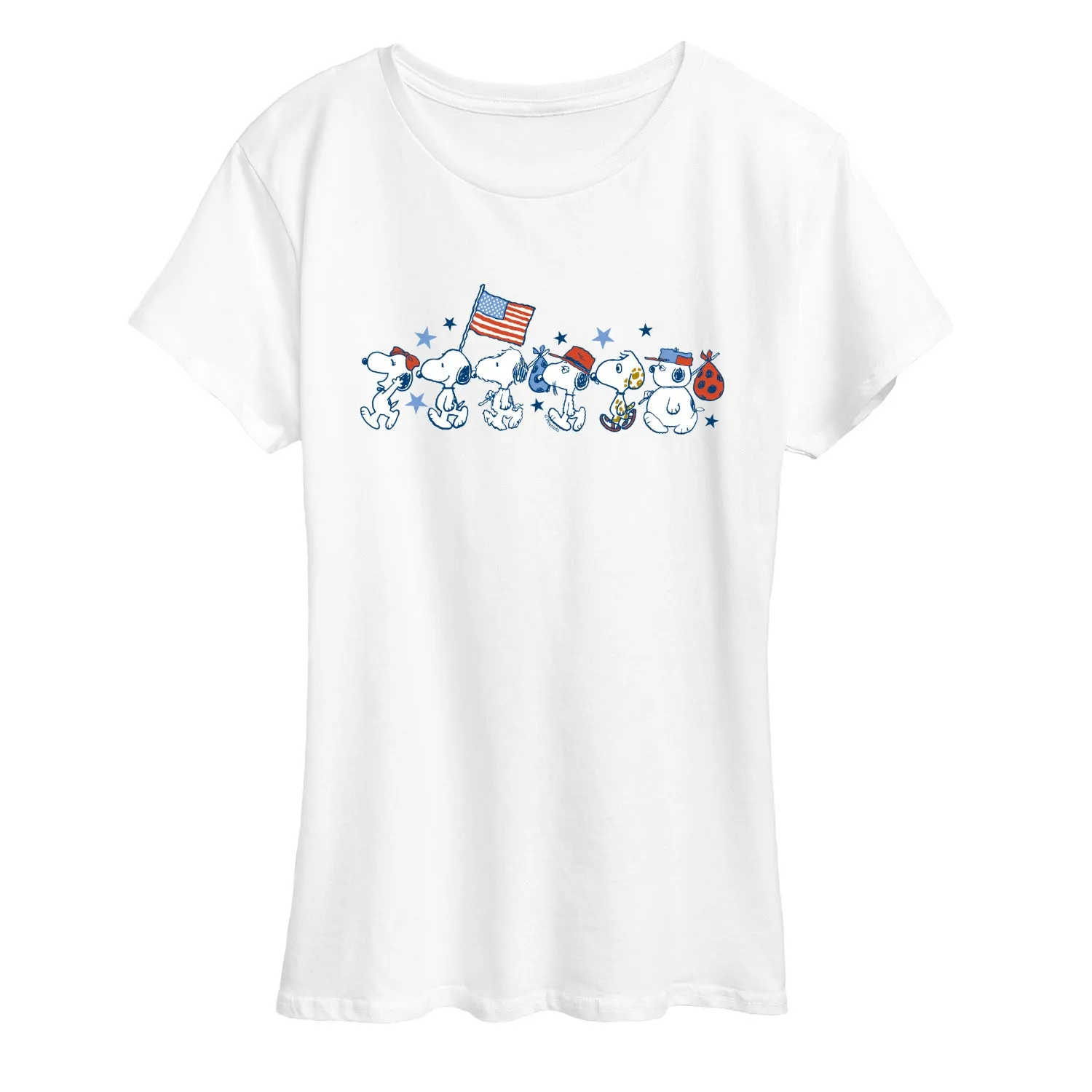 Peanuts - Snoopy Americana Lineup - Women's Short Sleeve Graphic T-Shirt sold by Zulily