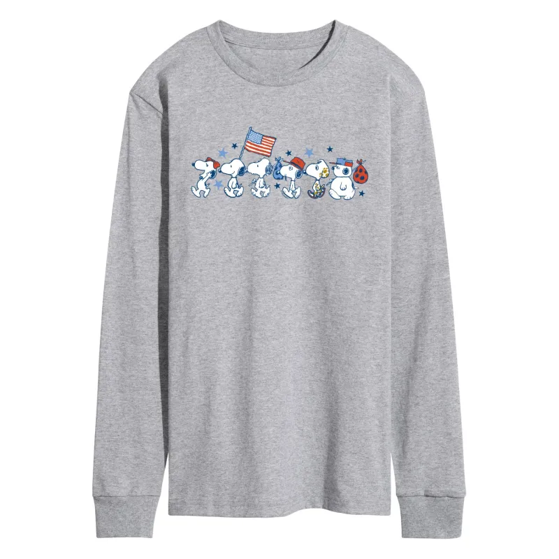 Peanuts - Snoopy Americana Lineup - Men's Long Sleeve Graphic T-Shirt sold by Zulily