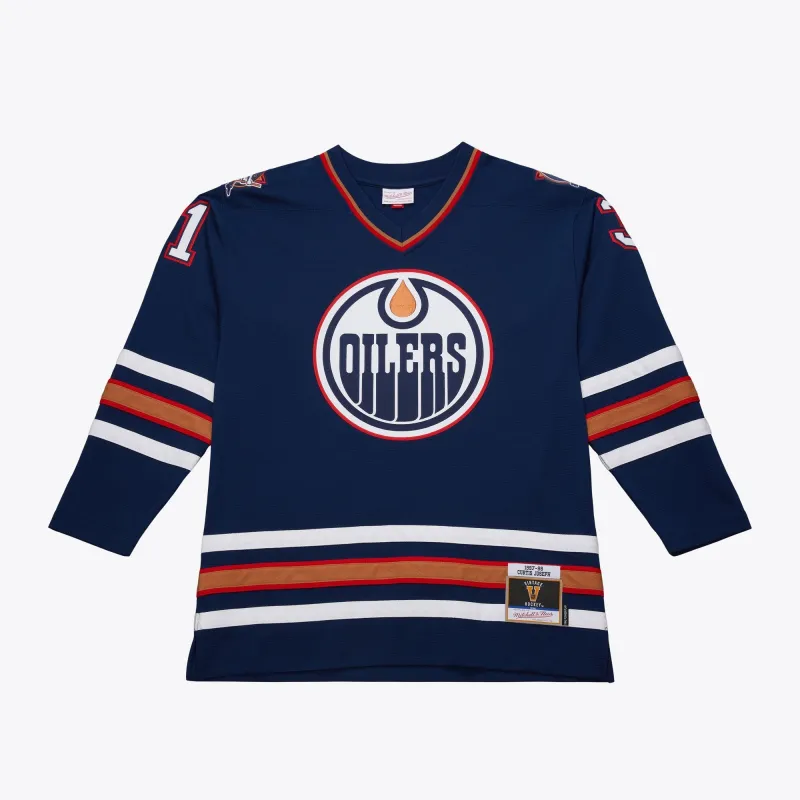 Men's Mitchell & Ness Nhl Dark Jersey Oilers 1997 Curtis Joseph sold by Zulily