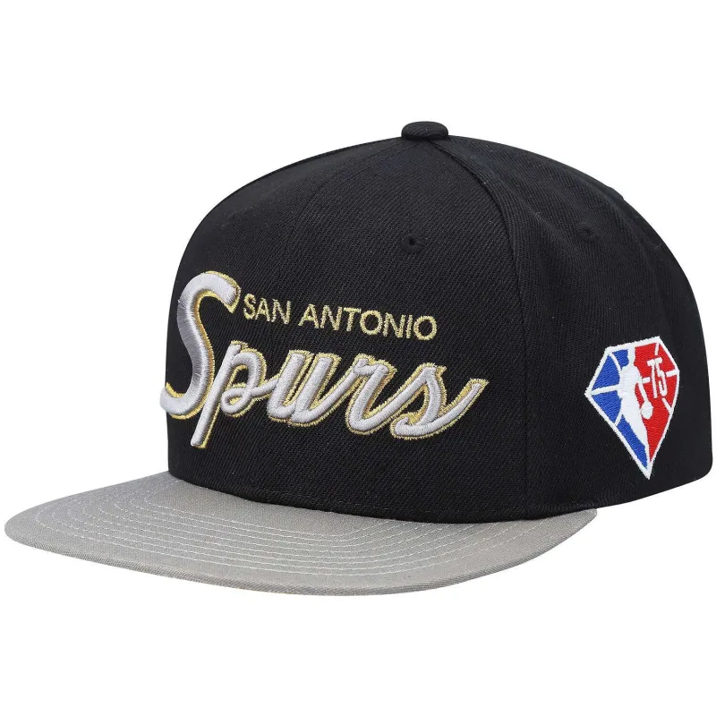 Men's Mitchell & Ness NBA 75Th Gold Snapback Spurs - Black made by Mitchell & Ness