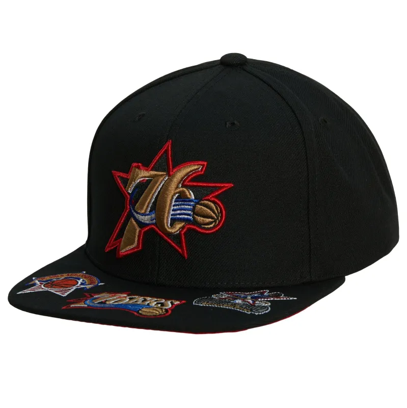 Men's Mitchell & Ness NBA Front Face Snapback Hwc 76Ers - Black sold by Zulily