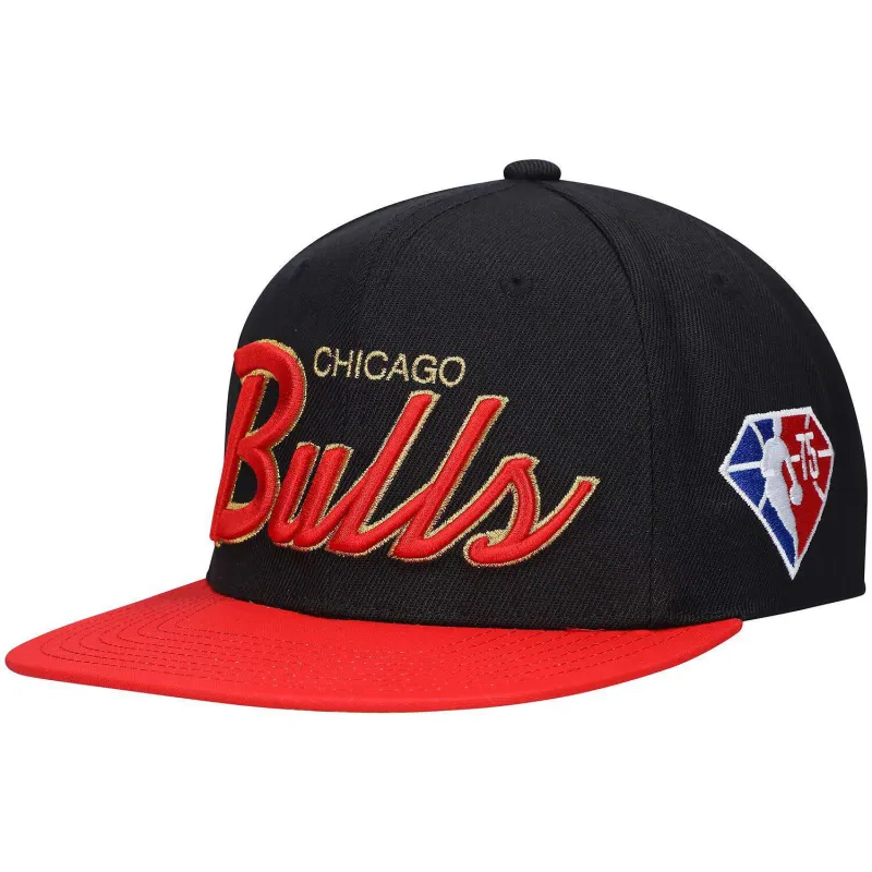Men's Mitchell & Ness NBA 75Th Gold Snapback Bulls - Black sold by Zulily