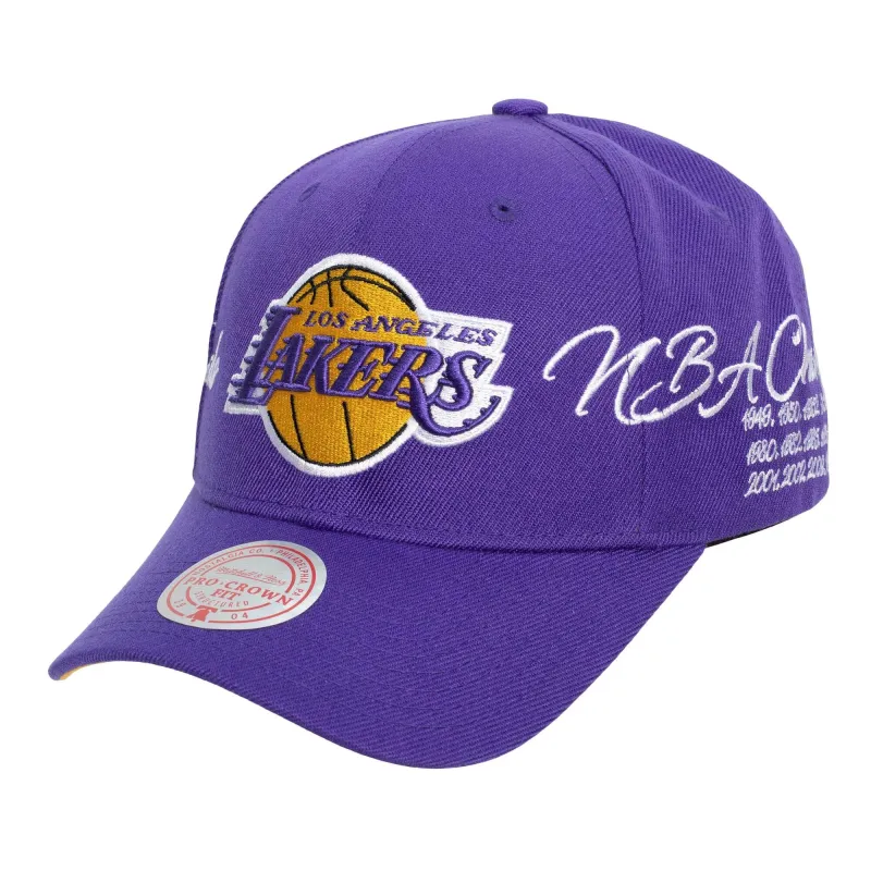 Men's Mitchell & Ness NBA Champ Wrap Pro Snapback Lakers - Purple sold by Zulily