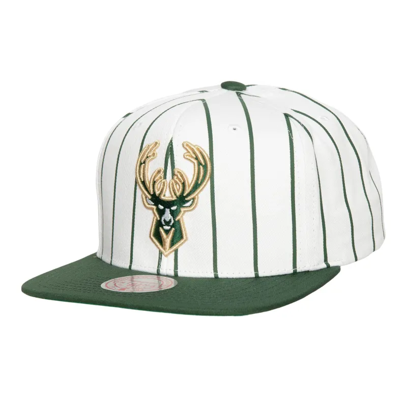 Men's Mitchell & Ness NBA Retro Pinstripe Snapback Bucks sold by Zulily