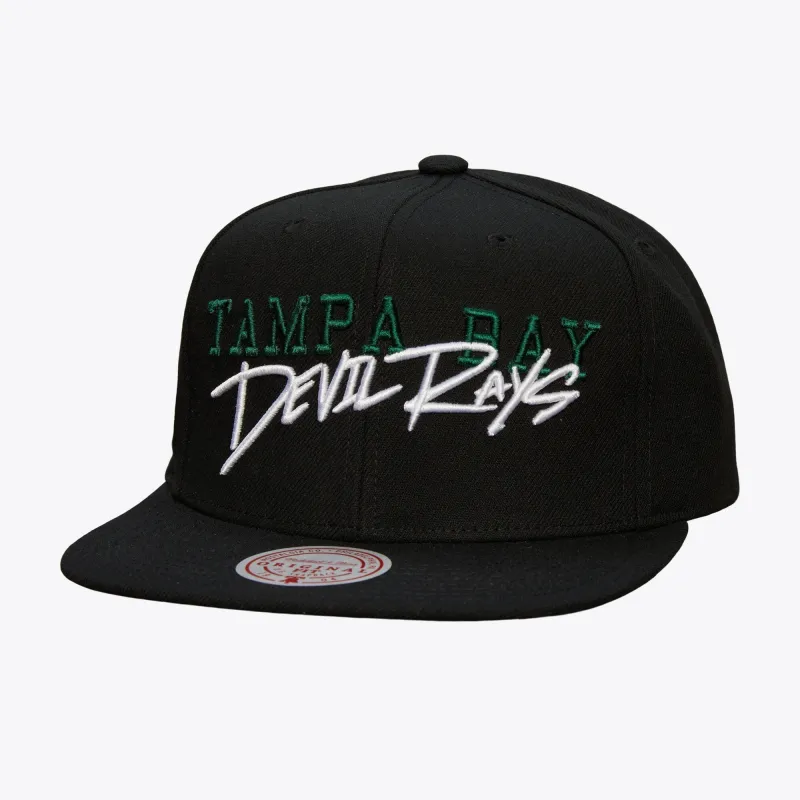 Men's Mitchell & Ness MLB Team Tagged Snapback Coop Rays - Black sold by Zulily