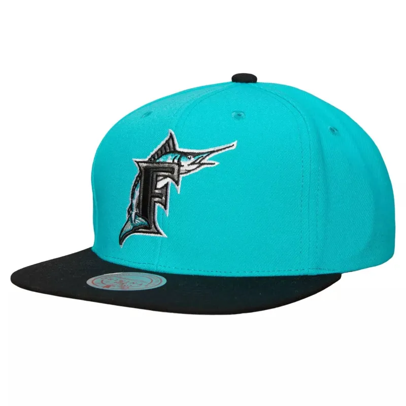 Men's Mitchell & Ness MLB Evergreen Snapback Coop Marlins - Teal sold by Zulily