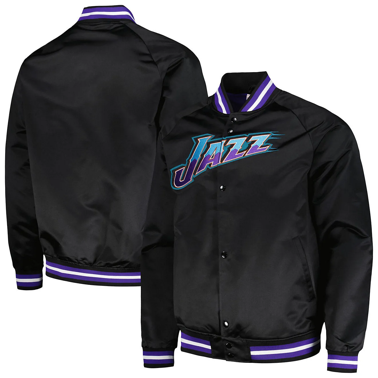 Men's Mitchell & Ness Lightweight Satin Jacket Vintage Logo Jazz sold by Zulily