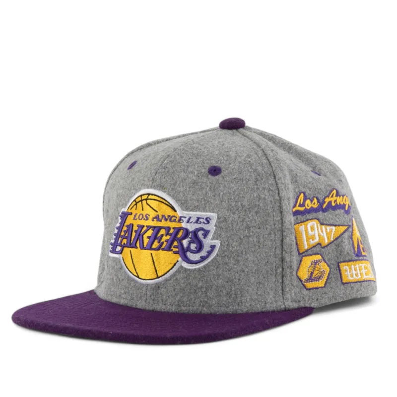 Men's Mitchell & Ness NBA Melton Patch Snapback Lakers - Grey made by Mitchell & Ness