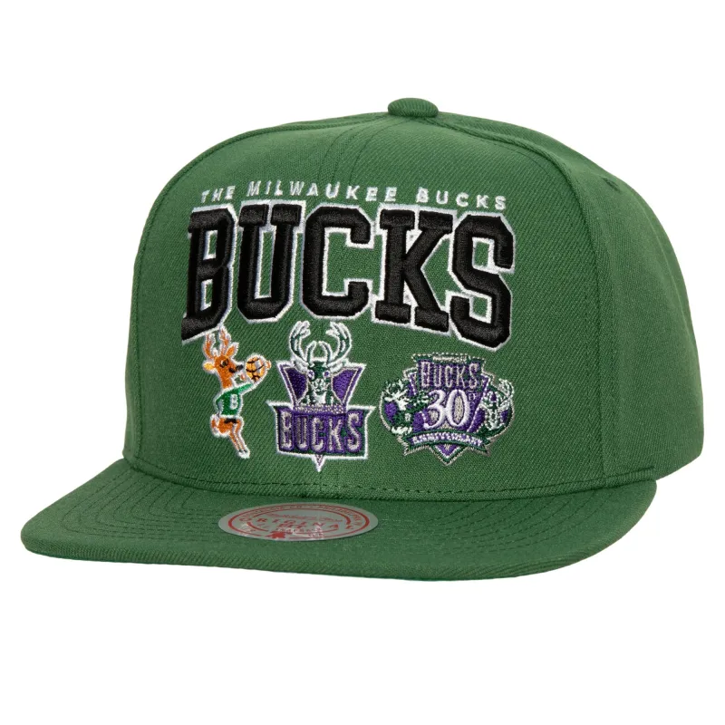 Men's Mitchell & Ness NBA Champ Stack Snapback Hwc Bucks - Green sold by Zulily