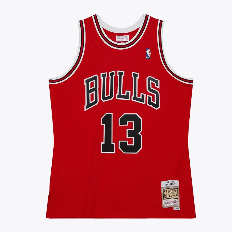 Men's Mitchell & Ness NBA Dark Road Jersey Bulls 1997 Luc Longley sold by Zulily