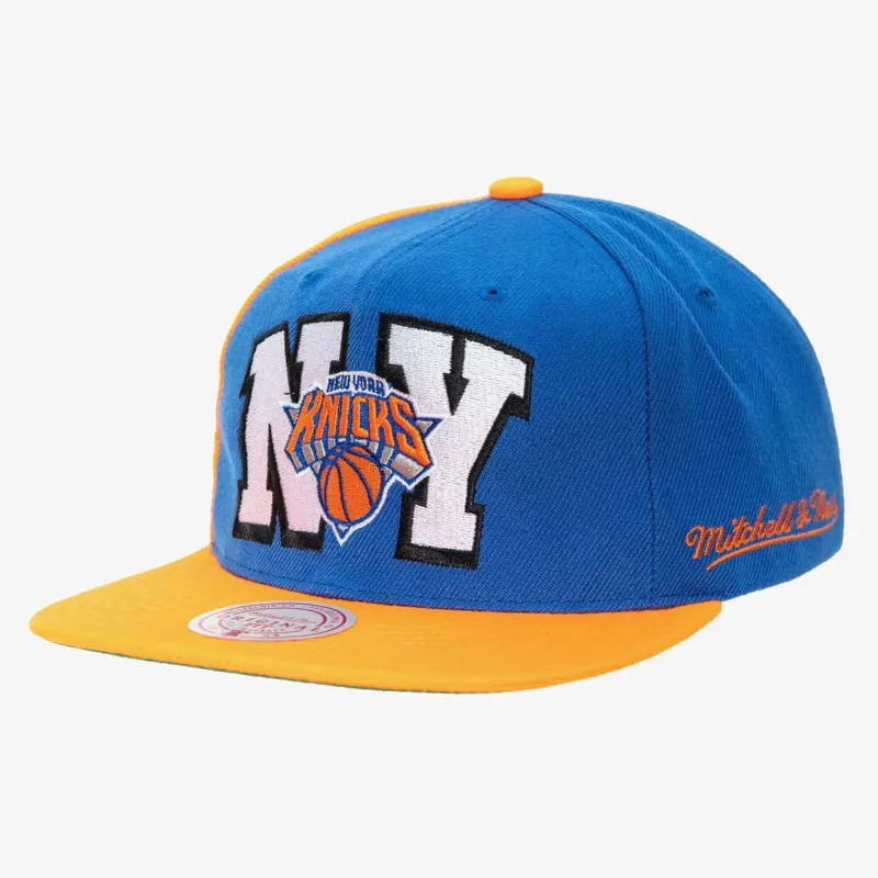 Men's Mitchell & Ness NBA Rear Script Deadstock Snapback Knicks - Royal-Orange sold by Zulily