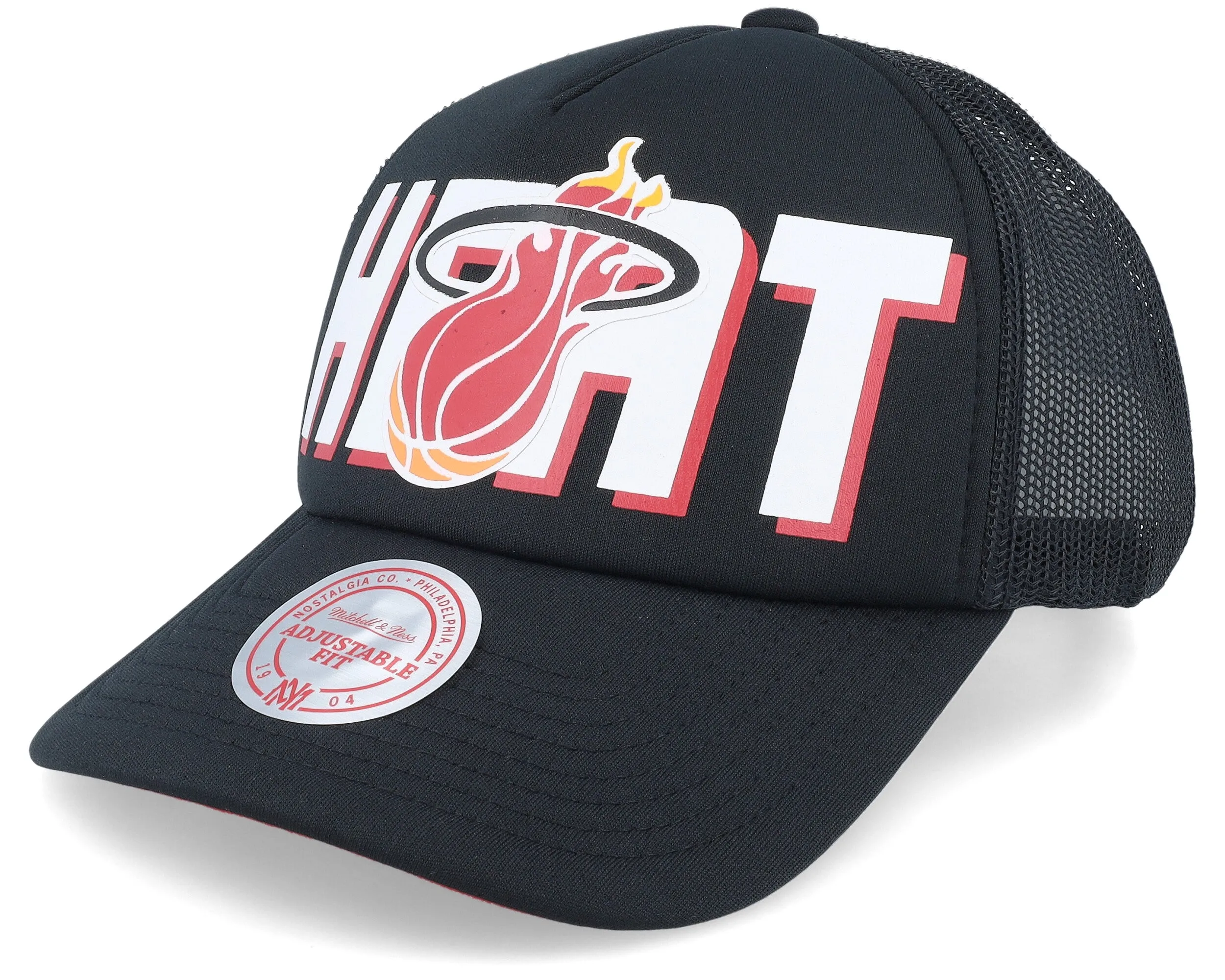 Men's Mitchell & Ness NBA Billboard Trucker Snapback Hwc Heat sold by Zulily