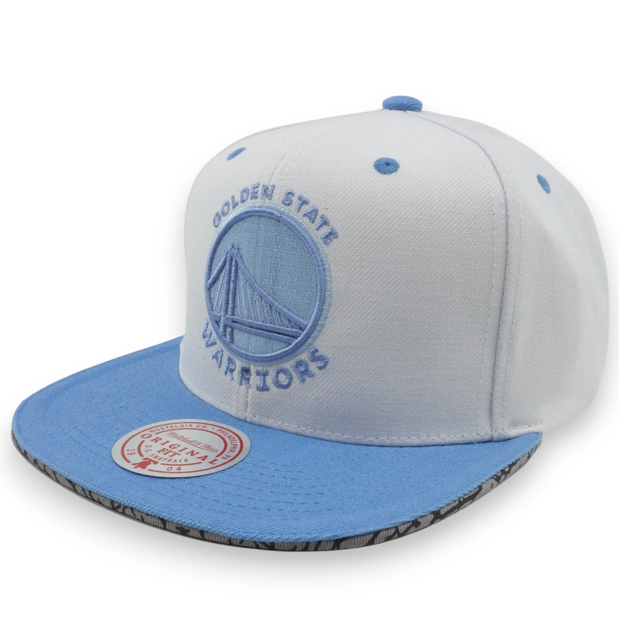 Men's Mitchell & Ness NBA Three Collection Snapback Warriors - White-Light Blue sold by Zulily