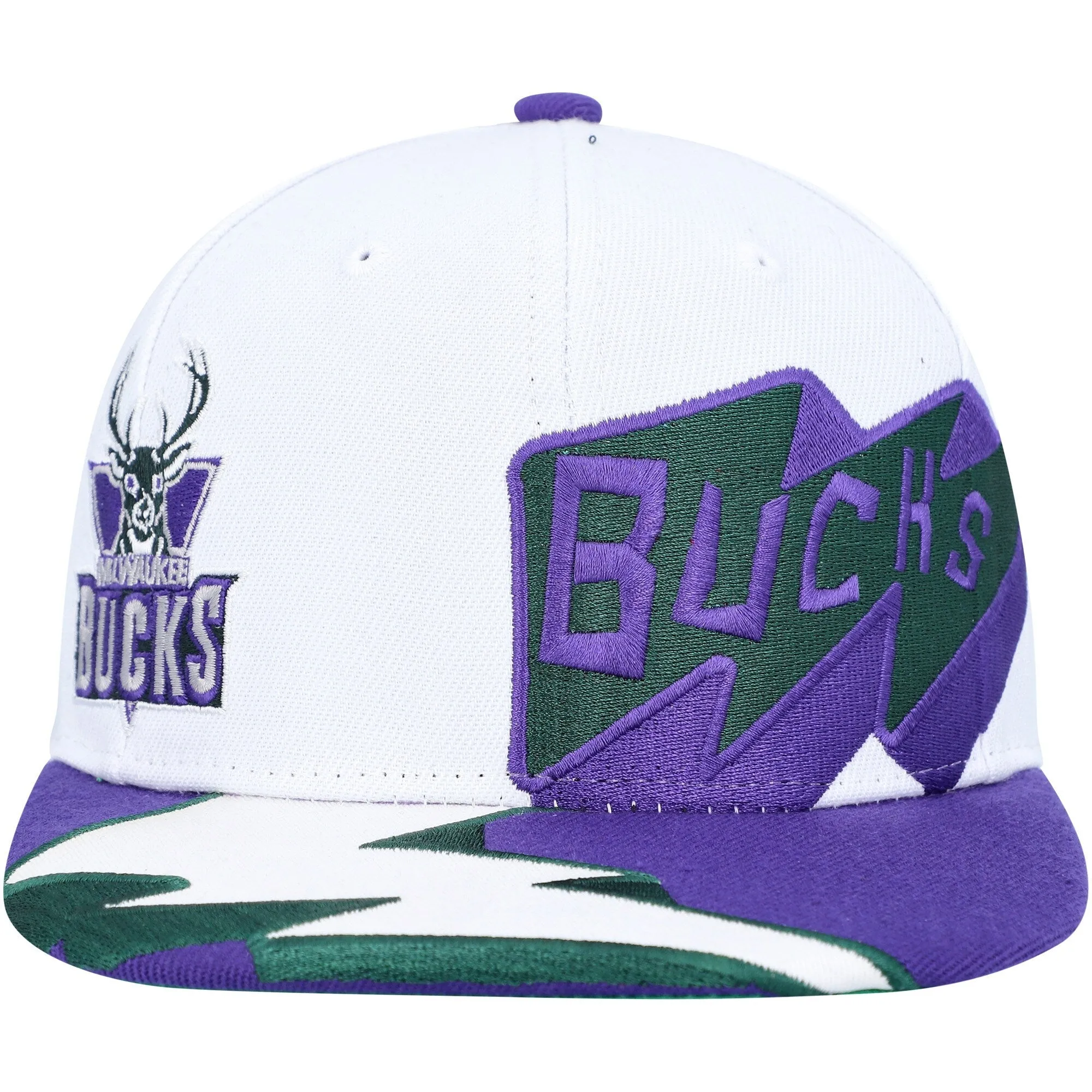 Men's Mitchell & Ness NBA Fast Times Snapback Hwc Bucks - White sold by Zulily product image thumbnail 2
