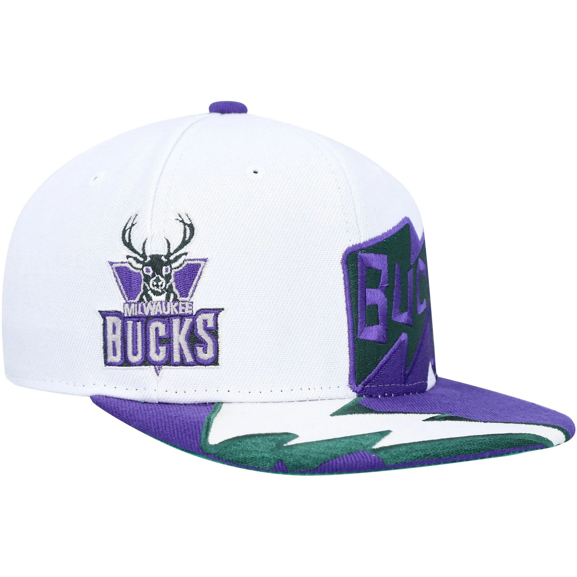 Men's Mitchell & Ness NBA Fast Times Snapback Hwc Bucks - White sold by Zulily product image thumbnail 3
