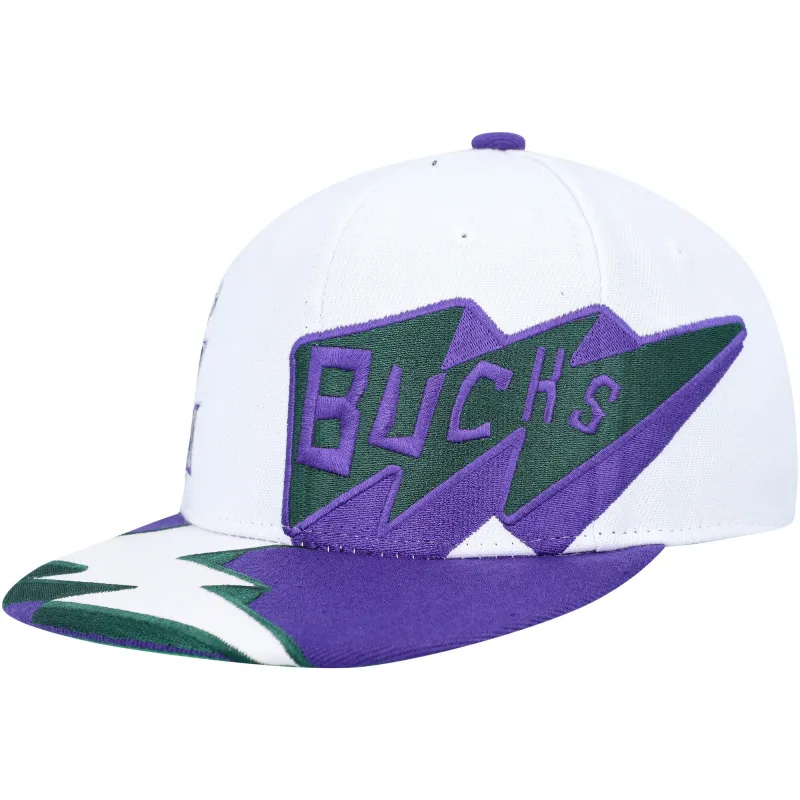 Men's Mitchell & Ness NBA Fast Times Snapback Hwc Bucks - White sold by Zulily