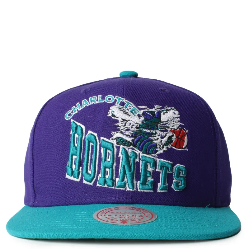 Men's Mitchell & Ness NBA Crooked Path Snapback Hwc Hornets - Purple sold by Zulily