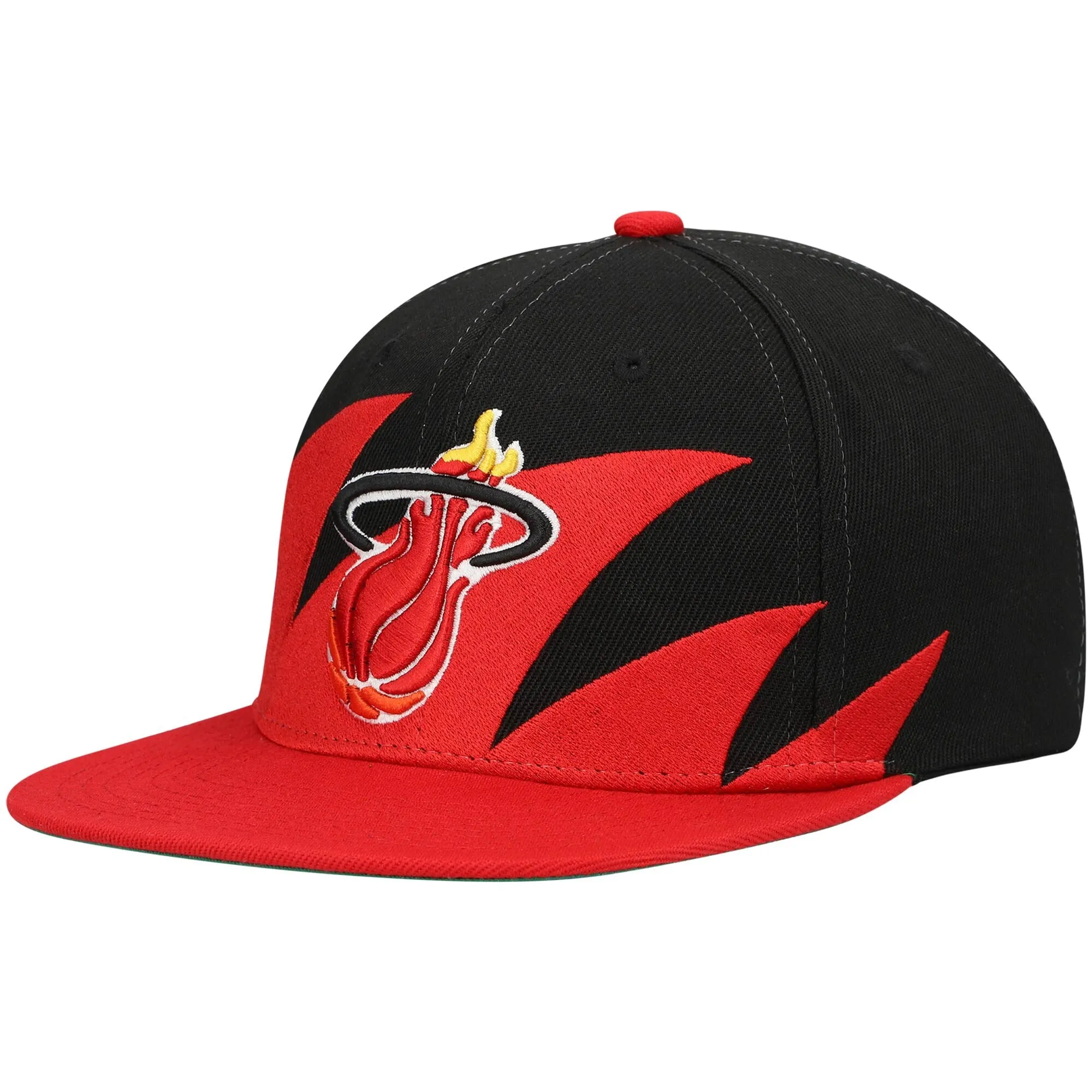 Men's Mitchell & Ness NBA Sharktooth Snapback Hwc Heat - Black-Red sold by Zulily