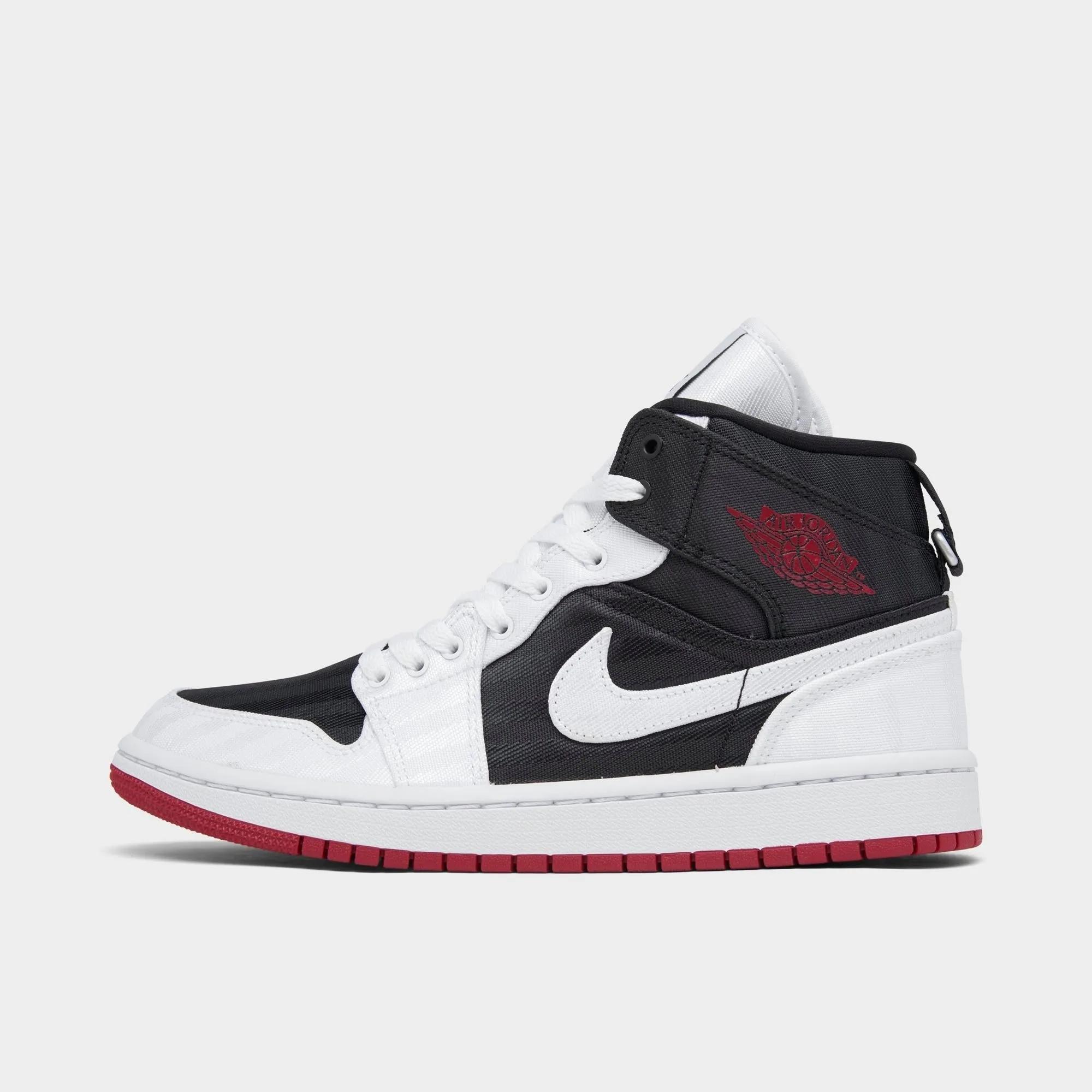 Women's Air Jordan Retro 1 Mid Se Utility 'Canvas White Black Gym Red' sold by Zulily