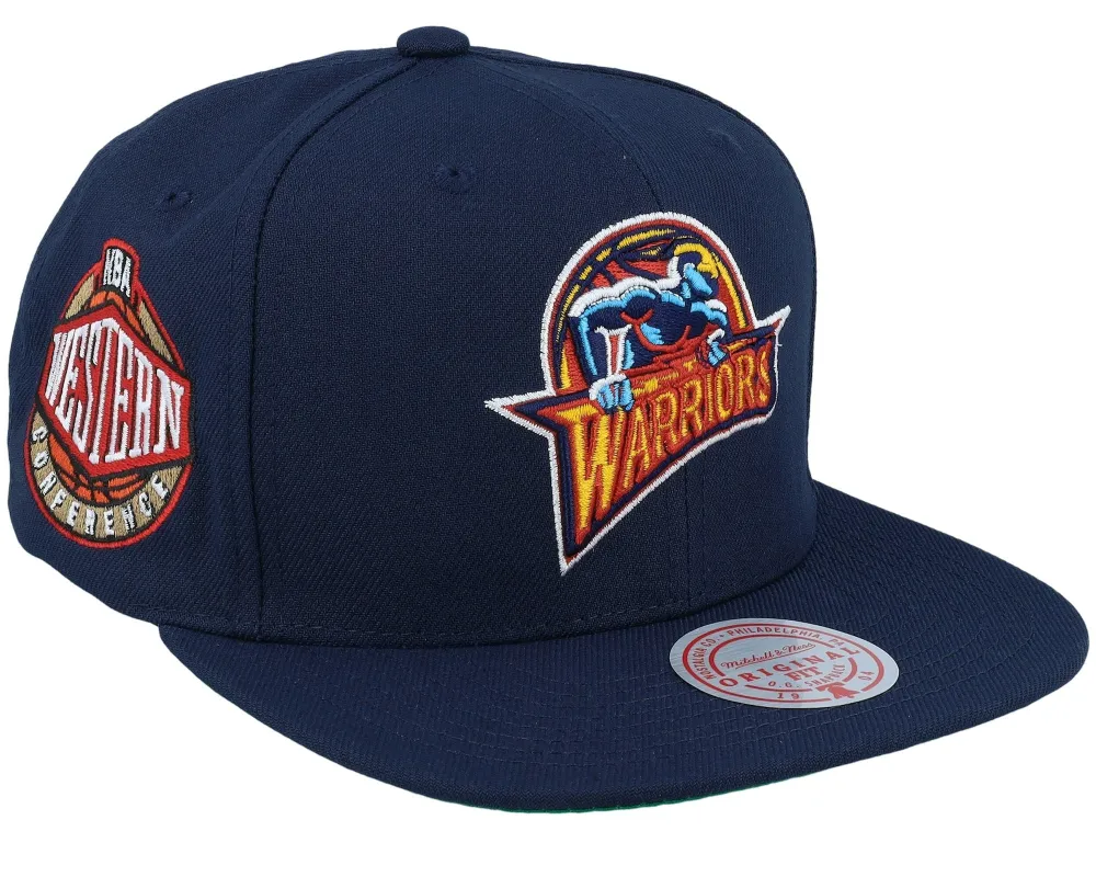 Men's Mitchell & Ness NBA Conference Patch Snapback Hwc Warriors - Navy sold by Zulily