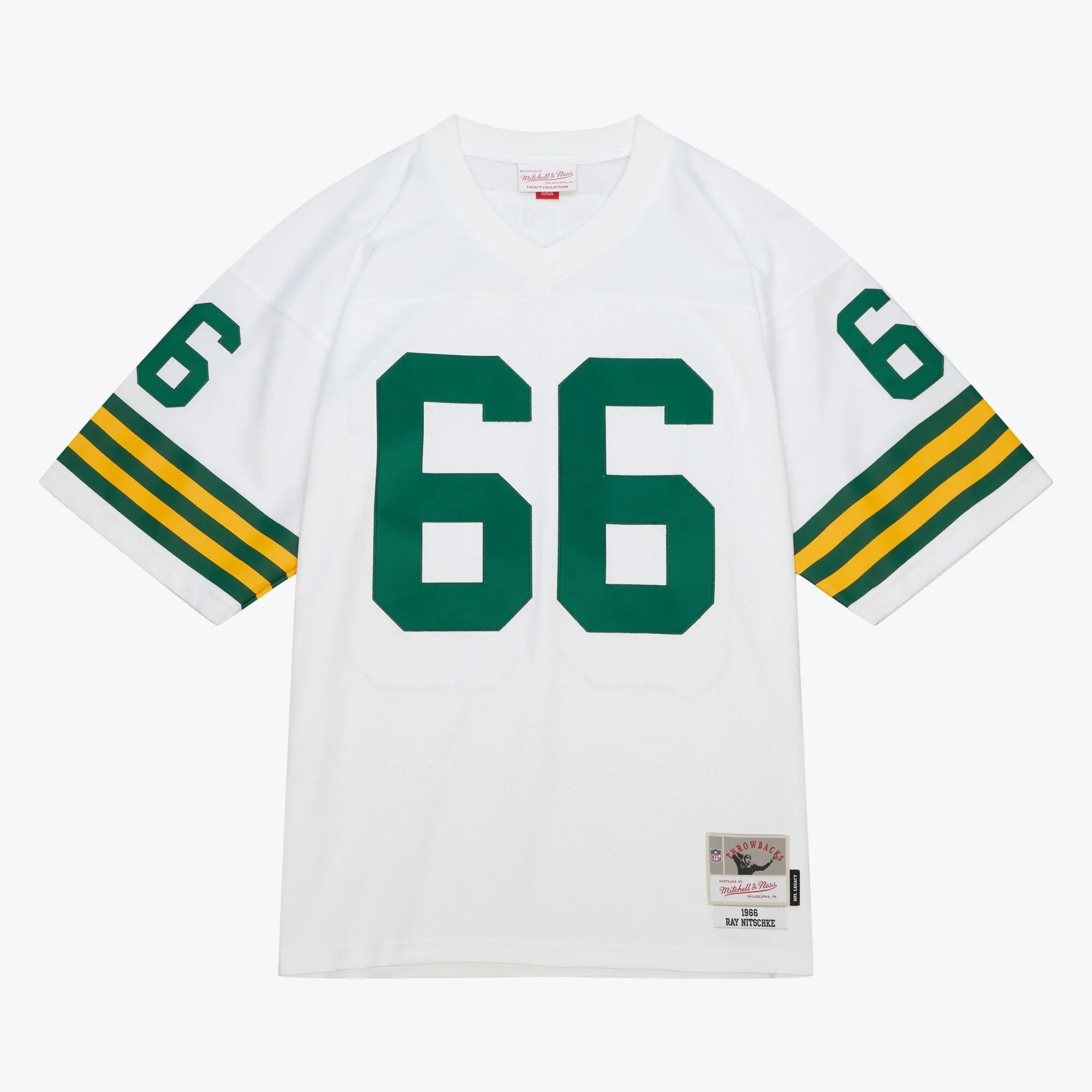 Men's Mitchell & Ness NFL White Jersey Packers 1966 Ray Nitschke sold by Zulily