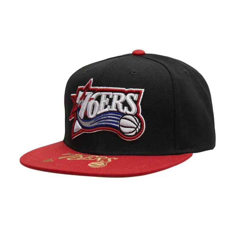 Men's Mitchell & Ness NBA Logo Bill Snapback Hwc 76Ers - Black-Red sold by Zulily