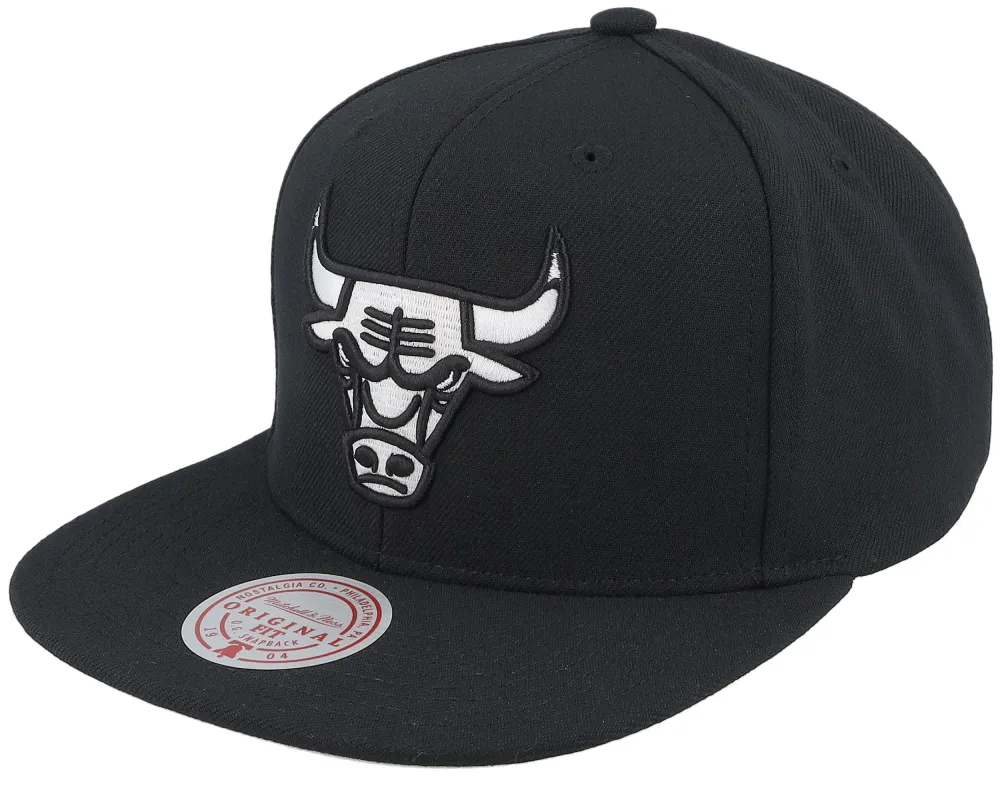 Men's Mitchell & Ness NBA Evergreen Black White Snapback Bulls sold by Zulily