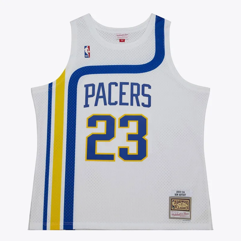 Men's Mitchell & Ness NBA White Hwc Jersey Pacers 2003 Ron Artest sold by Zulily