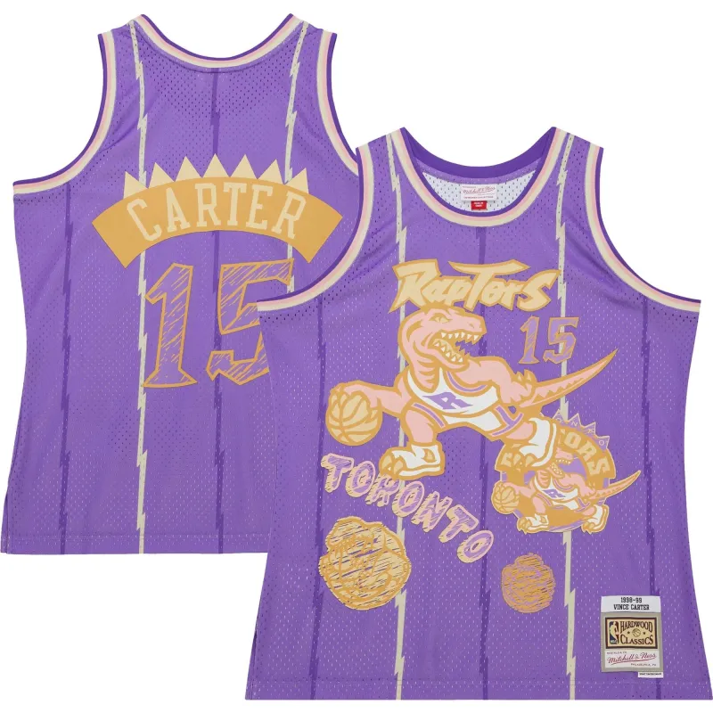 Men's Mitchell & Ness Sidewalk Sketch Swingman Jersey Raptors 1998 Vince Carter sold by Zulily