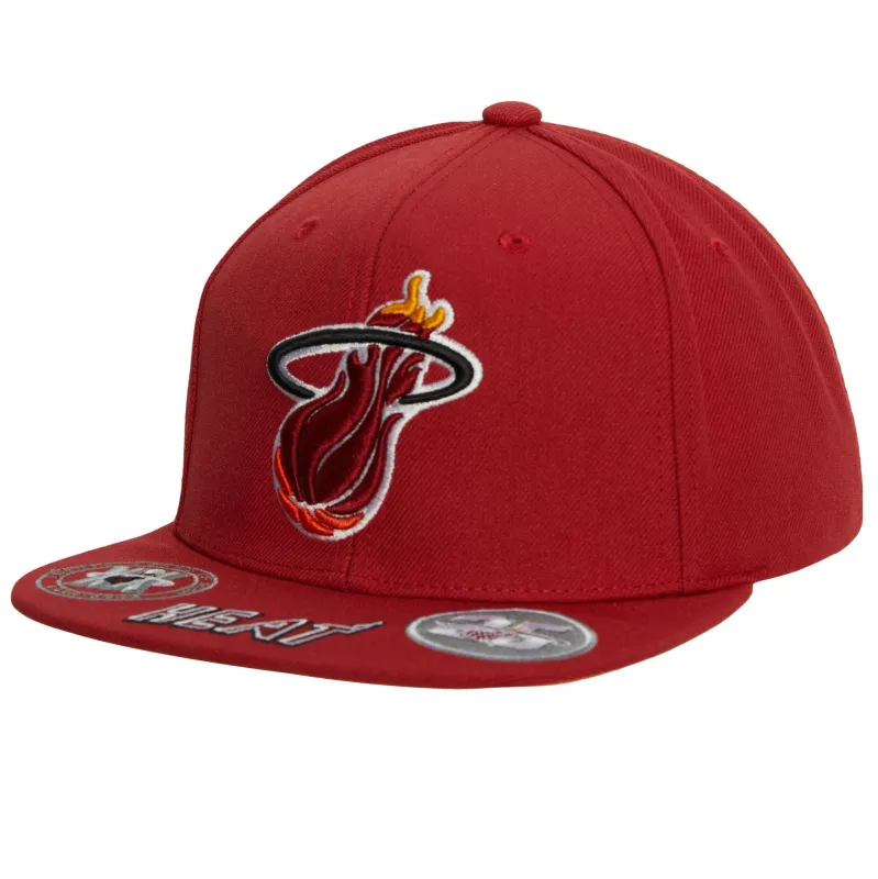 Men's Mitchell & Ness NBA Front Face Snapback Hwc Heat - Red sold by Zulily