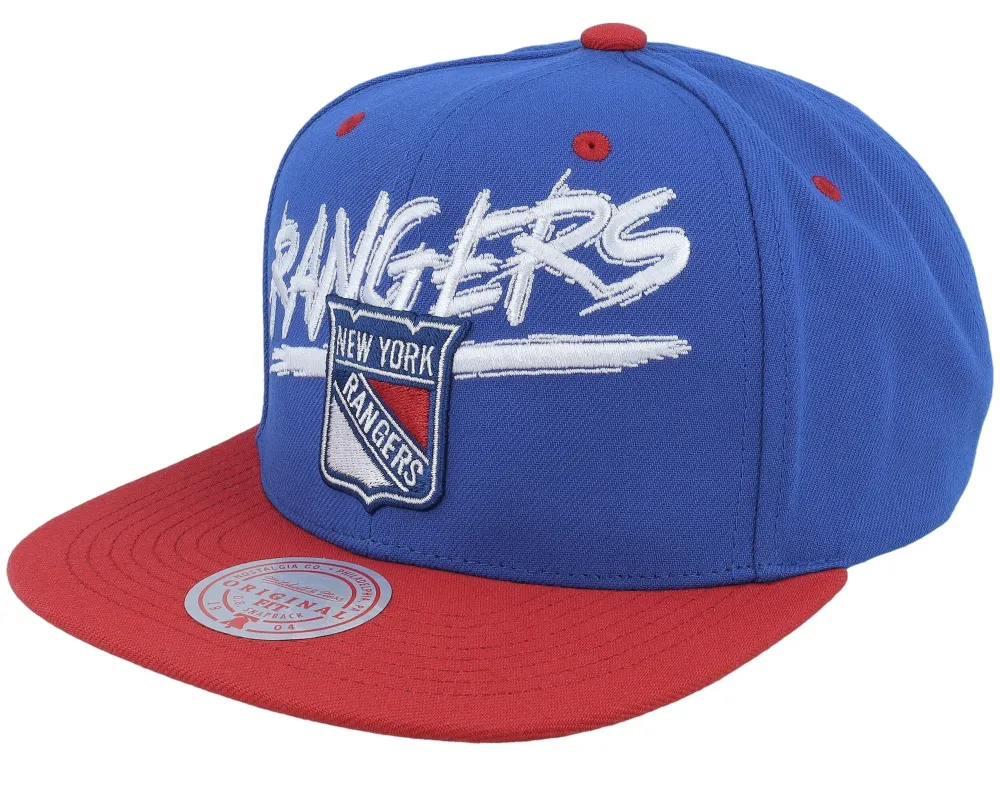 Men's Mitchell & Ness Nhl Transcript Snapback Vntg Rangers - Royal-Red made by Mitchell & Ness