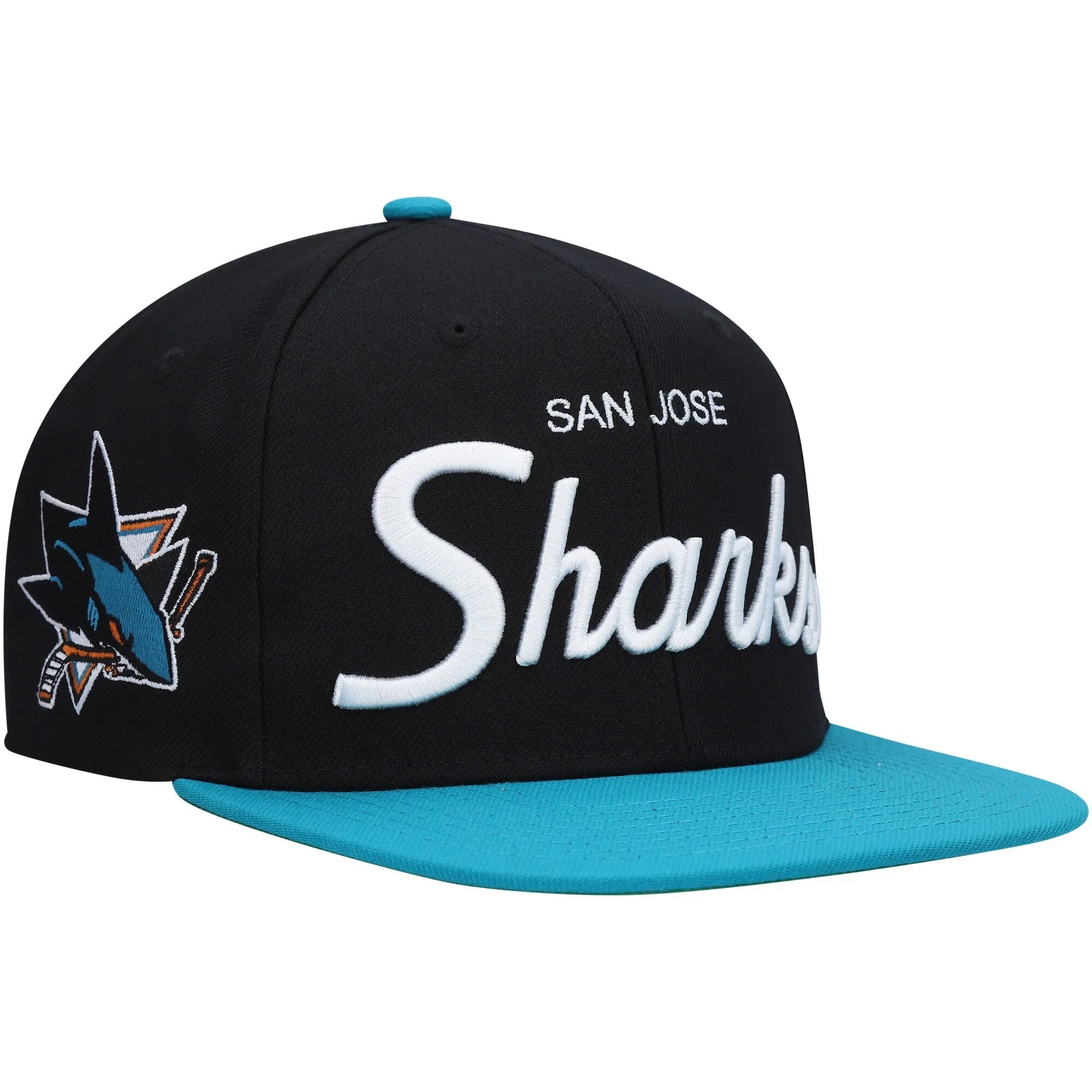 Men's Mitchell & Ness Nhl Vintage Script Snapback Sharks - Black sold by Zulily