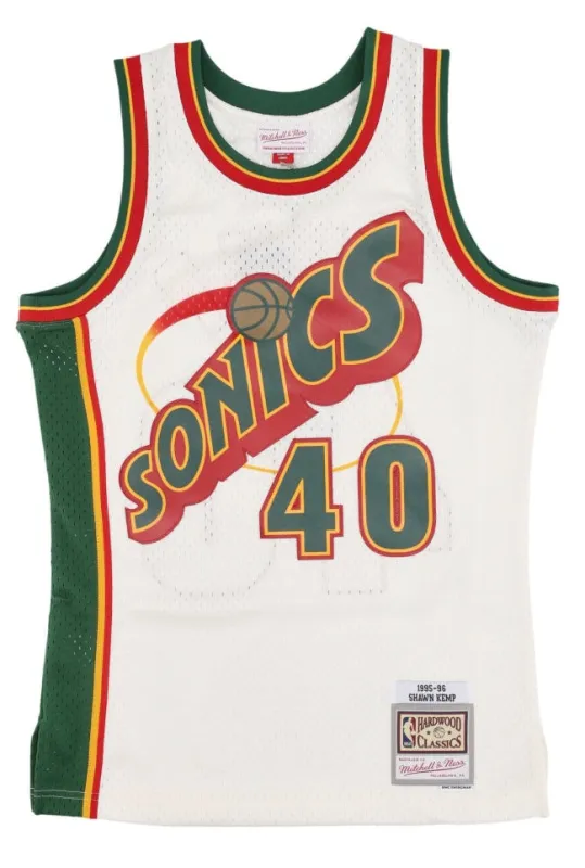 Men's Mitchell & Ness Cream Swingman Jersey Supersonics 1995 Shawn Kemp sold by Zulily